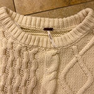 Cream colored Free People cable knit sweater size S